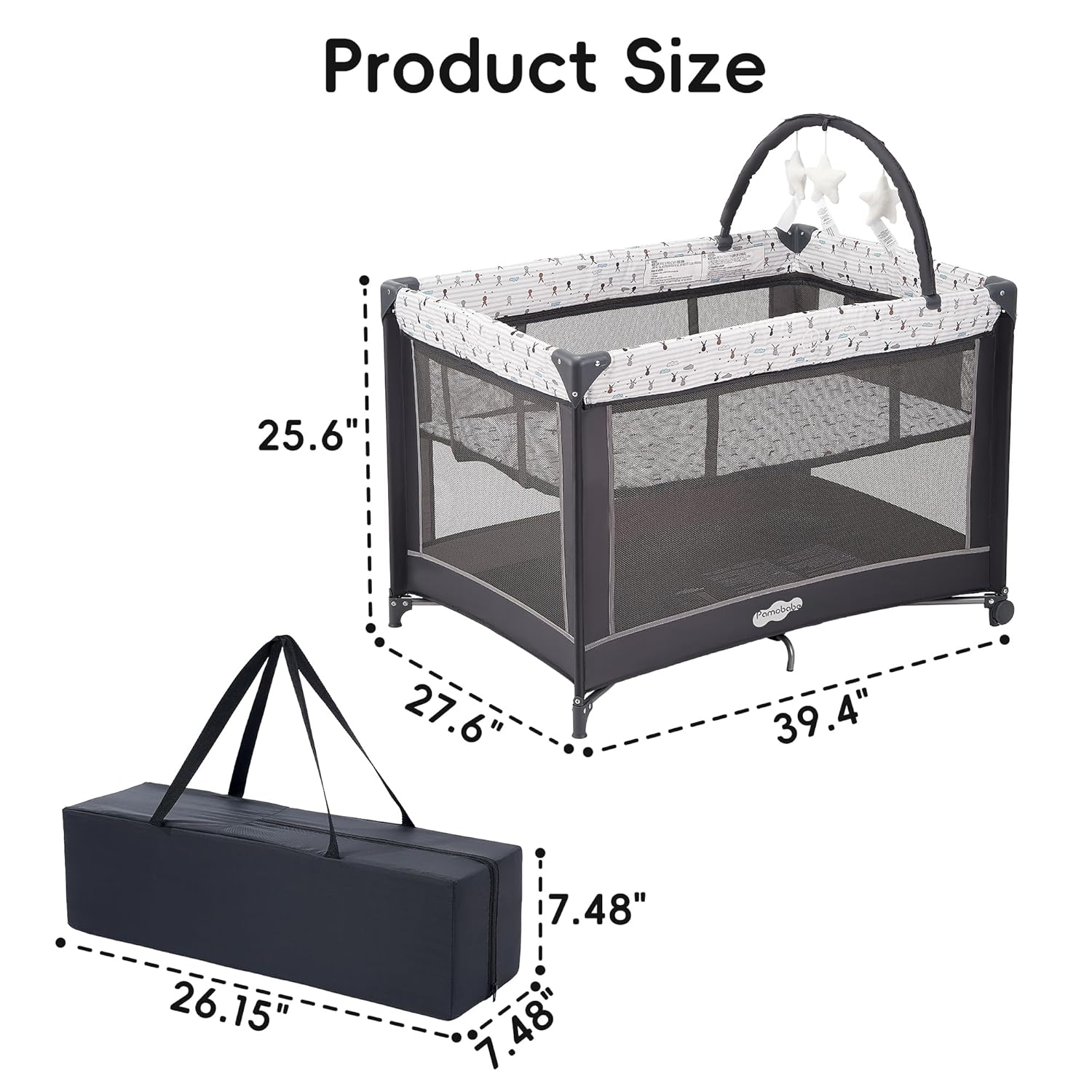 Pack and Play with Bassinet, Portable Playard for Baby