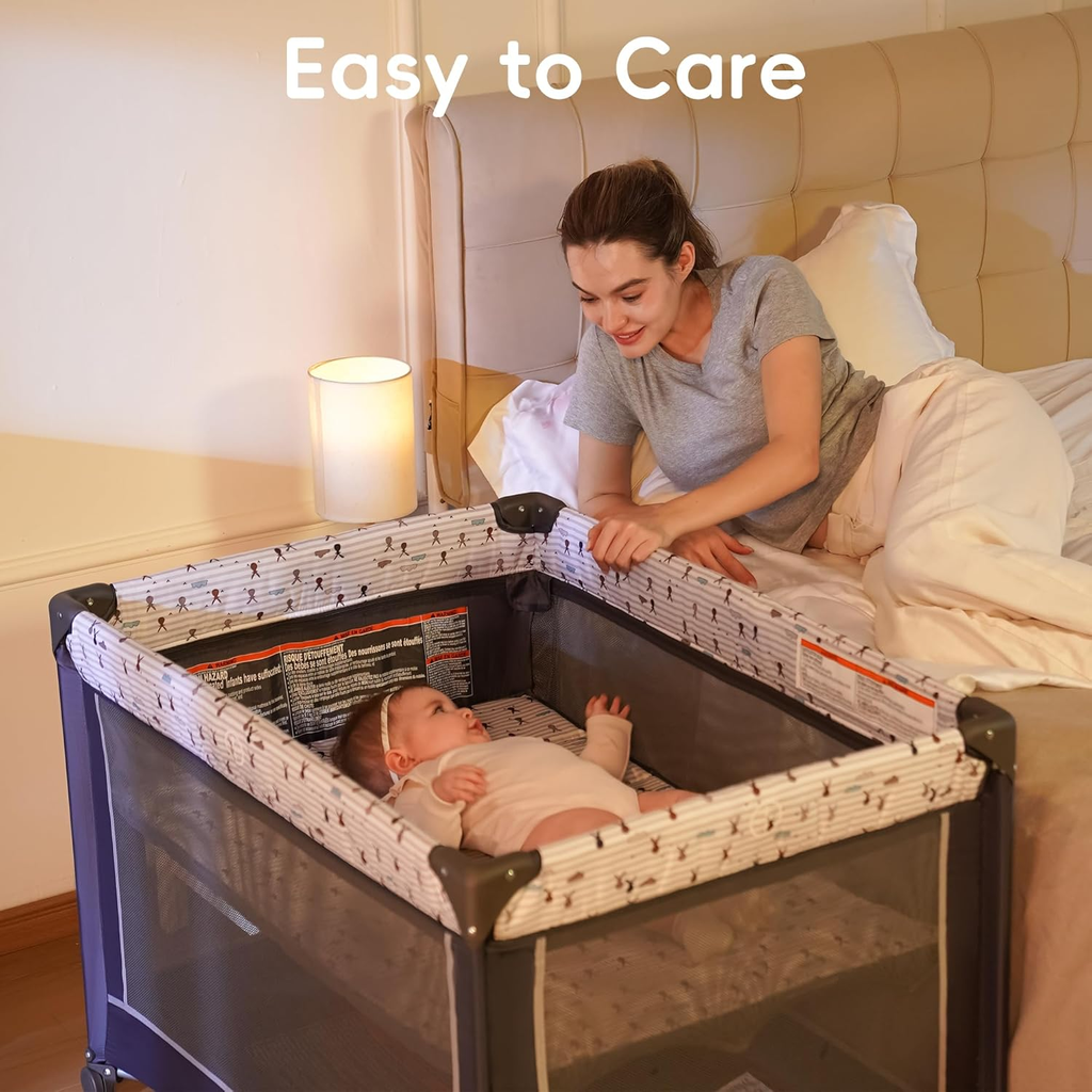 Pack and Play with Bassinet, Portable Playard for Baby