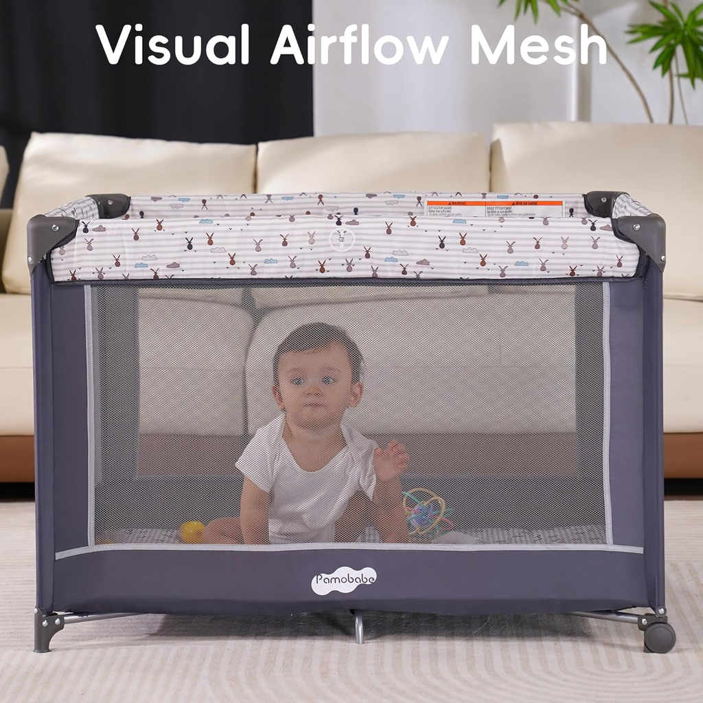Pack and Play with Bassinet, Portable Playard for Baby