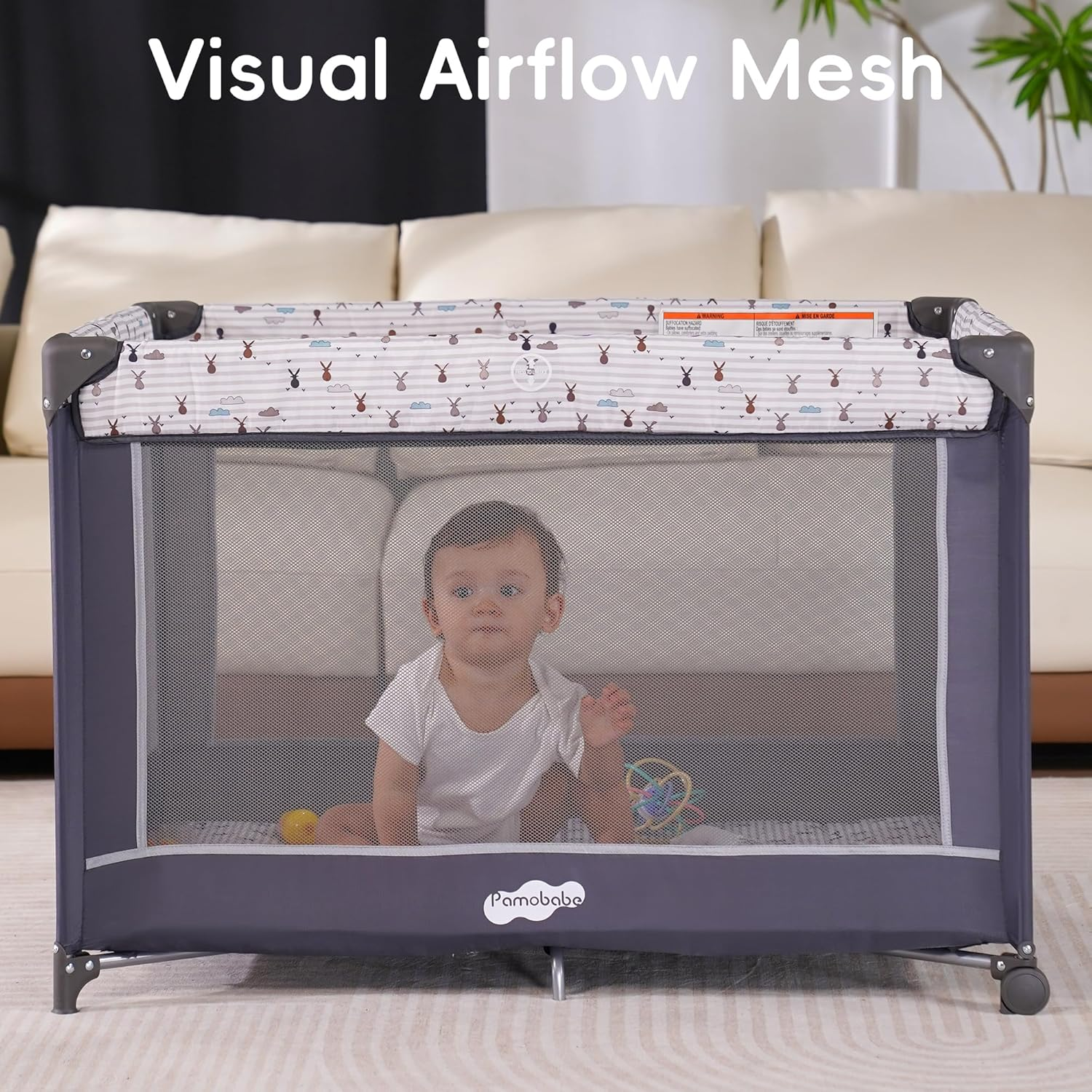 Pack and Play with Bassinet, Portable Playard for Baby