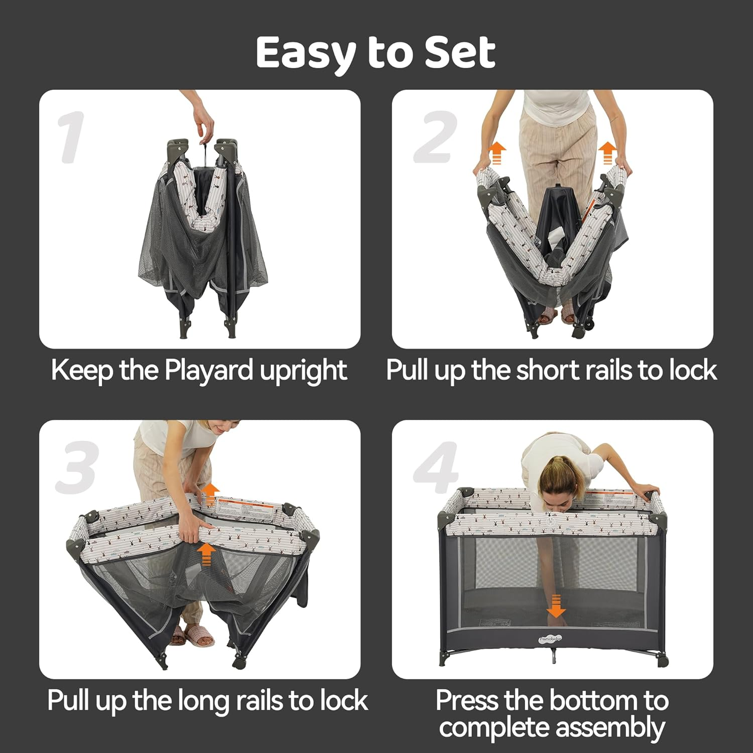 Pack and Play with Bassinet, Portable Playard for Baby