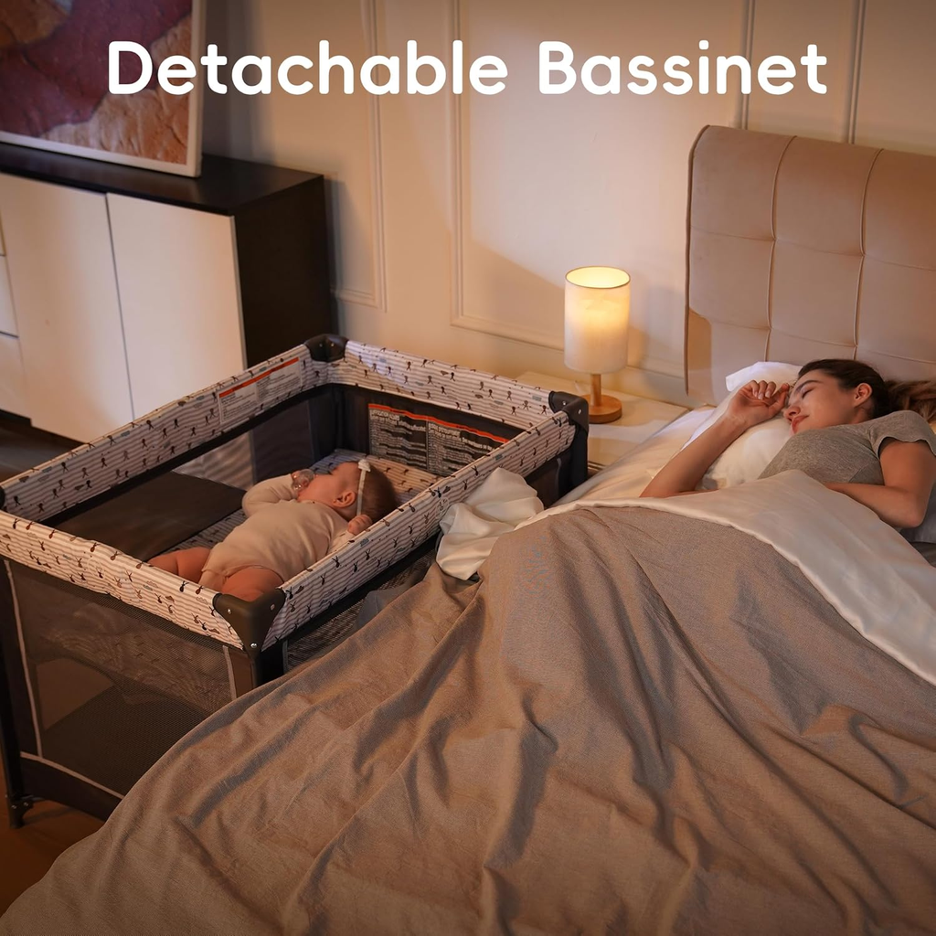 Pack and Play with Bassinet, Portable Playard for Baby
