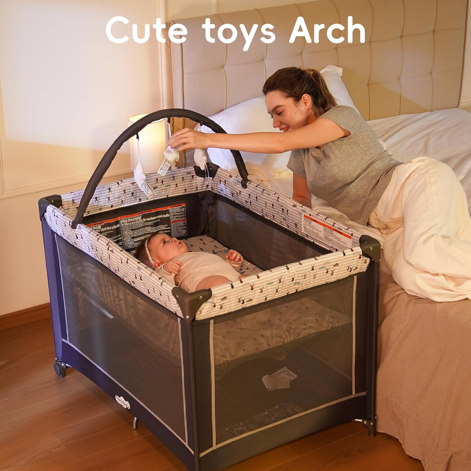 Pack and Play with Bassinet, Portable Playard for Baby